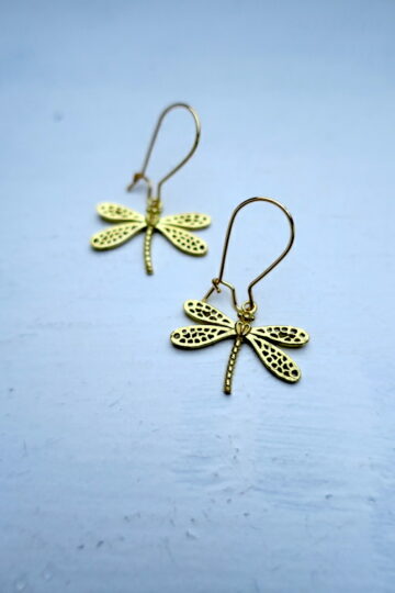 dragonfly earrings gold plated