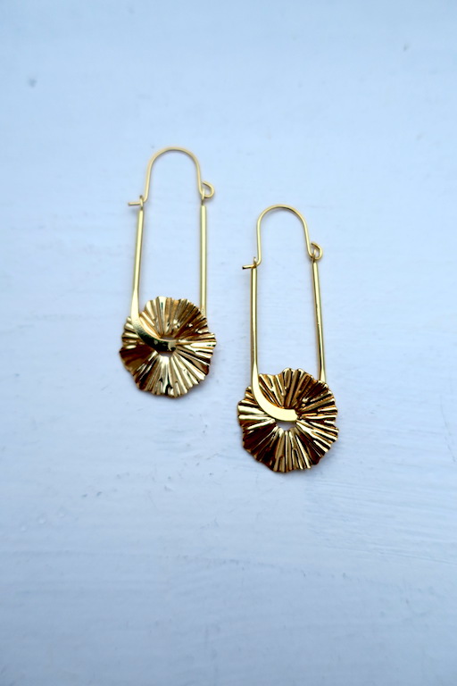 Il sole earrings flower sun gold plated