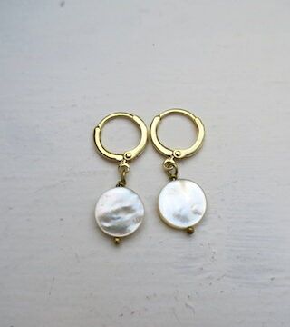 drop earrings natural mother pearl gold plated
