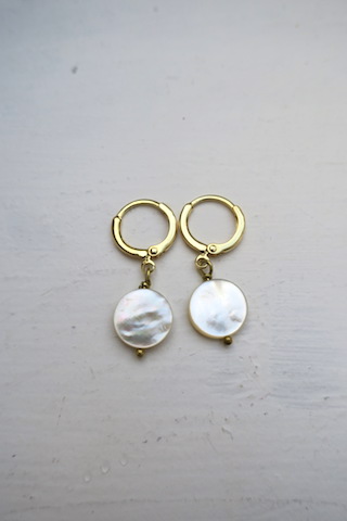 drop earrings natural mother pearl gold plated