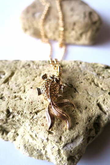 gold fish pendant gold filled necklace