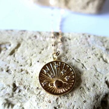 Saturn stars planets universe necklace gold filled