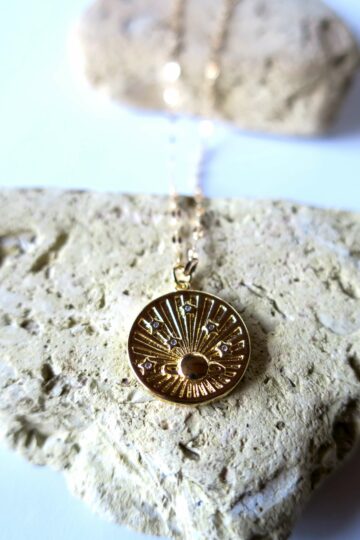 Saturn stars planets universe necklace gold filled