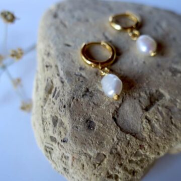 fresh water pearls with gold drop earrings